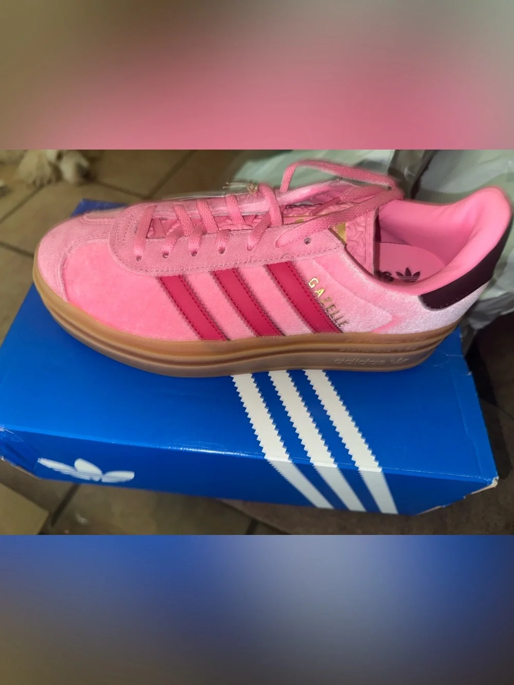 adidas Pink and Dark Pink Gazelle Women’s Suede Sneakers